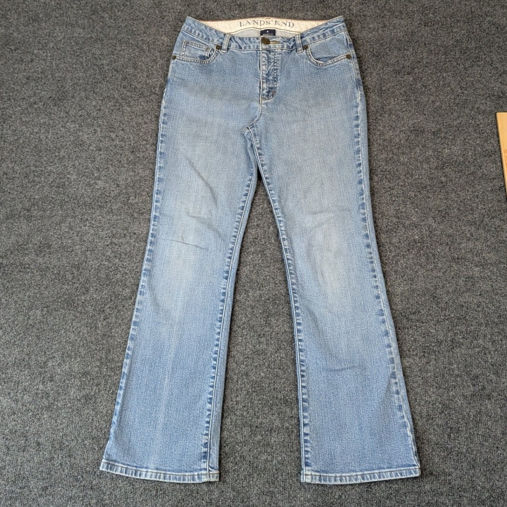 Lands End Womens 6 Original Fit Modern Waist Boot Leg Jeans Light Wash Blue